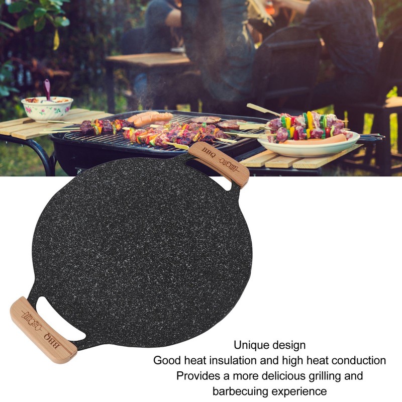 Round BBQ Grill Pan Metal Nonstick Grill Barbecue Plate Multifunctional