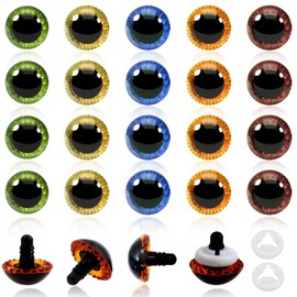 TOAOB Pack of 20 Safety Eyes for Crochet Animals, Doll's Eyes, Glitter, 19 mm, Plastic Craft Eyes, 5 Colours, Button Eyes with Washers, Doll, Puppet, Plush Toy