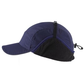 Decentron Mens Winter Hat with Brim Water-Resistant Fleece Earflaps Hat Baseball Trapper Hat Blue