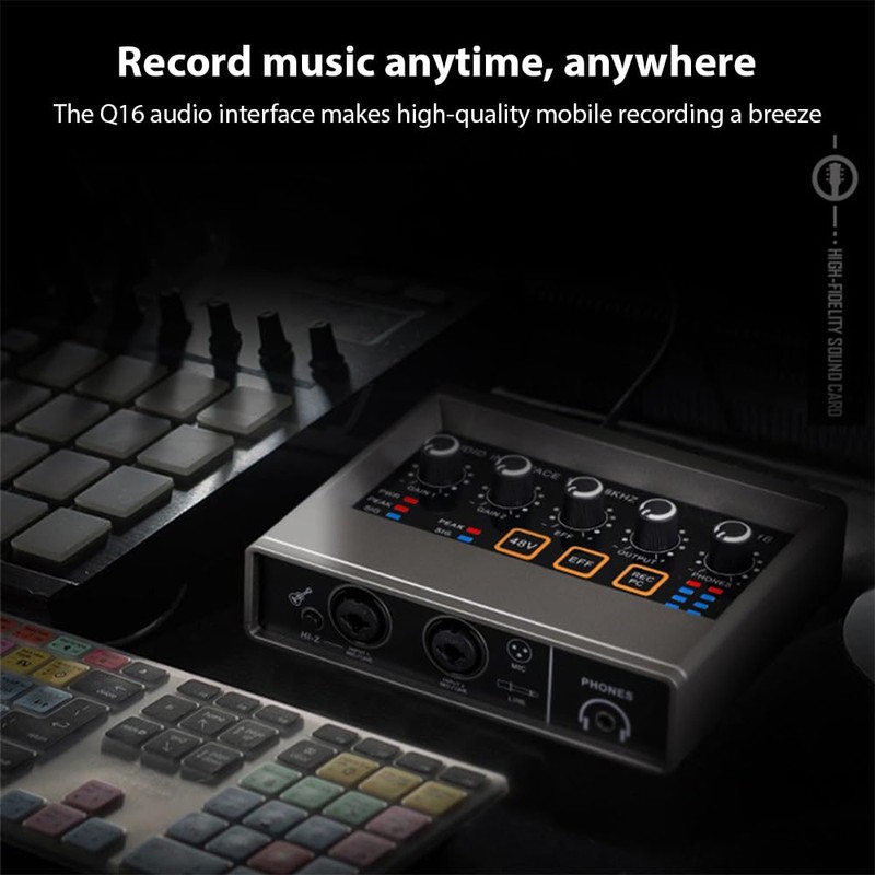 Audio Interface Recording XLR Audio Interface DSP Reverb 48V Phantom