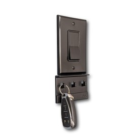 The No-Screwups Key Hook Organizer by Mount Genie (Black, 2-Pack): Wall Mount with No Damaging Screws or Tape. Installs in Seconds on Any Light Switch. Great for Entryway, Mudroom, Kitchen, Office