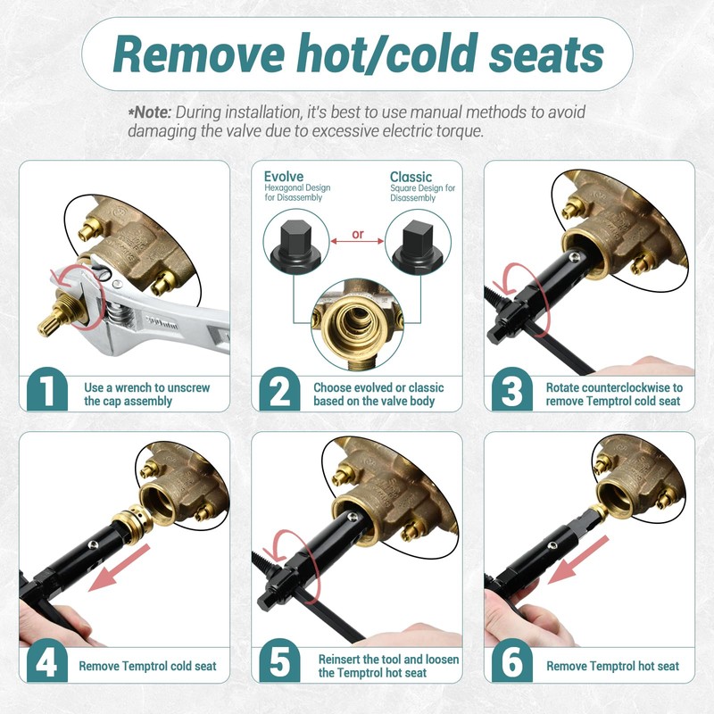 T35C-PRO Temptrol Universal Seat Removal Tools for Symmons, Professional Multi-Function