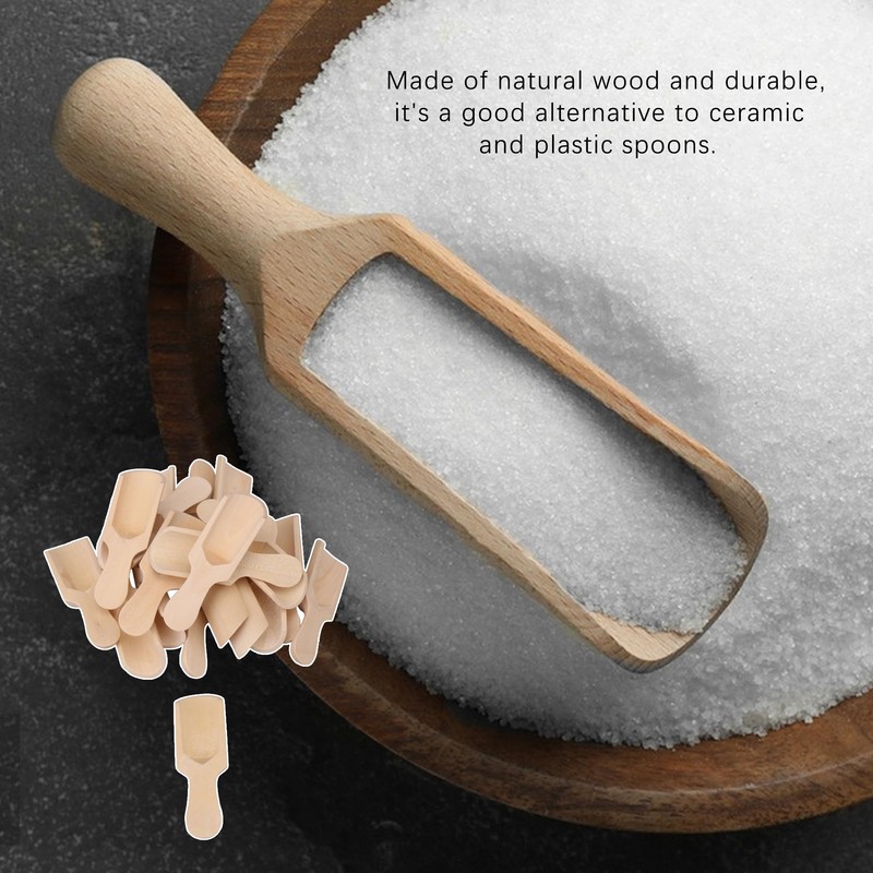 20Pcs Wooden Spoons Wooden Kitchen Scoops Small Unpainted Wood Spoon