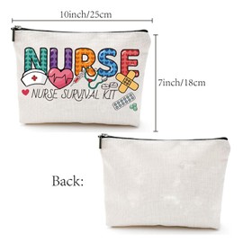 CREATCABIN Make Up Bags for Nurses Cosmetic Bag Canvas Survival Kit Multi-Purpose Bag Zip Bags Toiletry Bag Travel Storage Bag Purse Portable 24 x 20 cm