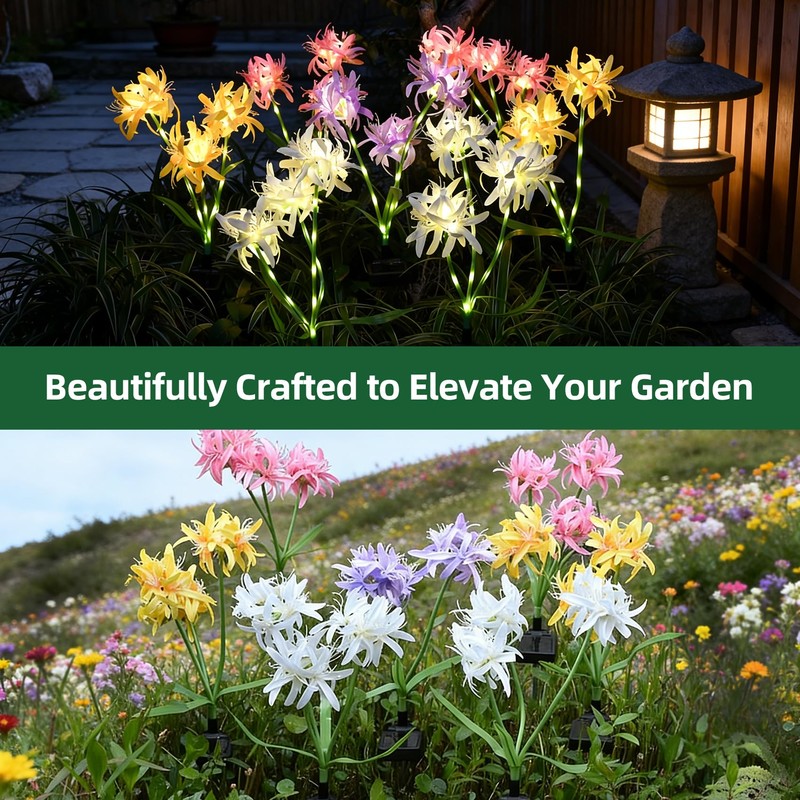 DooYard Solar Spider Lily Flower Lights Outdoor Waterproof 2 Pack,