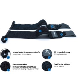 Netrox Sports® Professional Wrist Bandages for Fitness, Extra 45 cm Long, Extra Wide Wrist Bandage for Bodybuilding, Strength Training, Crossfit, Wrist Support Bandage Men and Women