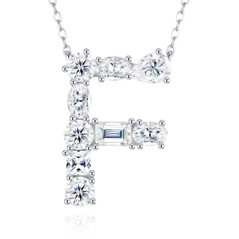 Pass Diamond Tester Letter F Multi Cut VVS Moissanite Necklace