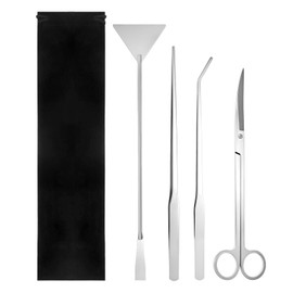 Aquascaping Tools, 4 in 1 Terrarium Tools, Long Tweezers Scissors Spatula, Stainless Steel Aquarium Accessories for Fish Starter Kit, Aquascape Cleaning Tool Set, Aquarium Plants Live Pruning