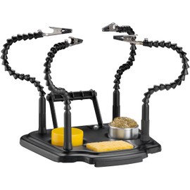 goobay 61669 Soldering Aid with 4 Flexible Gooseneck Arms and Crocodile Clips, Soldering Station, Third Hand, for Soldering and Crafts, Tool Accessories, Includes Solder Holder, Soldering Sponge,
