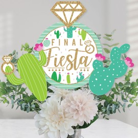 Big Dot of Happiness Final Fiesta - Last Fiesta Bachelorette Party Centerpiece Sticks - Table Toppers - Set of 15