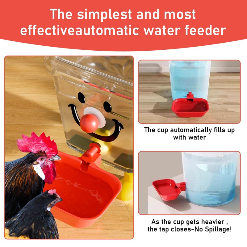 KCLROEO XL Chicken Waterer Cups – 4 Pack Large Automatic