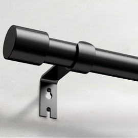 IFELS Heavy Duty Curtain Rods for Windows 28 to 48 Inch, 1 Inch Black Curtain Rods for Outdoor, Farmhouse, Bedroom, Kitchen, Living Room, Adjustable Easy Install Curtain Rods (A2,Black,30"-60")