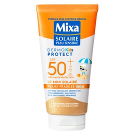 Mixa Solaire Solaire – Mini-Sonnenpflegemilch, sehr hoher Schutz, LSF50+, UVA, UVA, lang, UVB – empfindliche Haut für Babys – Reisegröße – hypoallergen, parfümfrei – 50 ml