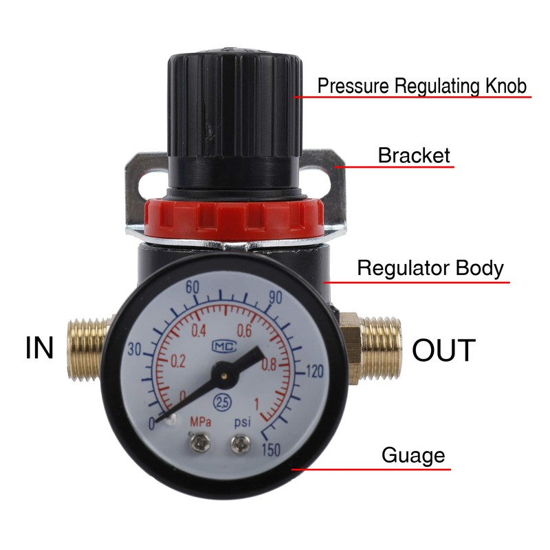 AuInn Mini Pressure Regulator Kit 1/4 PT AR2000 for Compressed