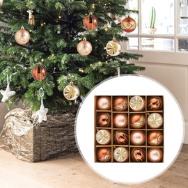predolo 16Pcs Christmas Balls Ornaments Christmas Hanging Decoration 6cm Baubles Assortment for Engagement Anniversary Party Favors, Copper