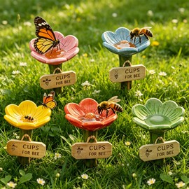5PCS Bee Watering Station for Garden, Bee Drinking Cups Colorful