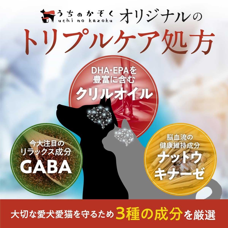 【獣医師監修】 うちの脳活サポート サプリメント 犬 猫 ペット 無添加 うちのかぞく （30粒/1袋）