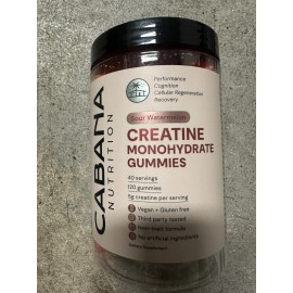 Creatine Monohydrate Gummies Cabana Nutrition Sour Watermelon NEW Vegan