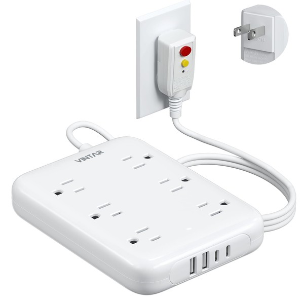 2 Prong GFCI Power Strip, VINTAR 2 Prong to 3