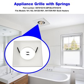 S97010319 Bathroom Exhaust Fan Cover For Broan Heating Lampshade Grille w/Springs 97010319 Compatible with Bulb Heater 161,162,9412D-R01,9417DN-R01