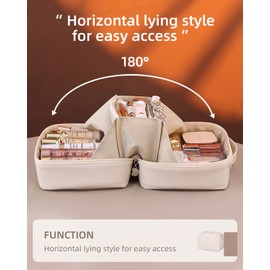 Yikisite Travel Makeup Bag, Portable Cosmetic Organizer for Women, Toiletries, Brushes, Travel Essentials