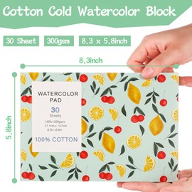 Watercolour Paper Pad 300GSM, A5 Cotton Watercolour Sketchbook 30 Sheets Cold Press Water Colour Paper for Artist Student, Art Painting Drawing Mixed Media