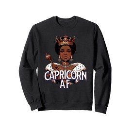 Capricorn AF Vibes Queen Energy Zodiac Crown Afro Regal Sweatshirt