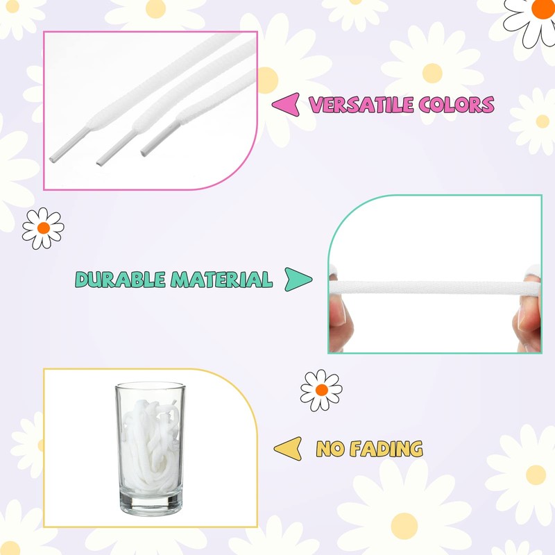 40 Pairs Oval Shoes Laces Bulk 1/4" Half Round Shoe