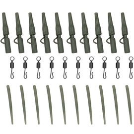 Elenviorina 40PCS Carp Fishing Lead Clips and Tail Rubbers Tackle Set, Complete Carp Fishing Rig Kit with Anti-Tangle Sleeves, Quick Change Swivels and End Tackle Accessories for Safe Carp Angling