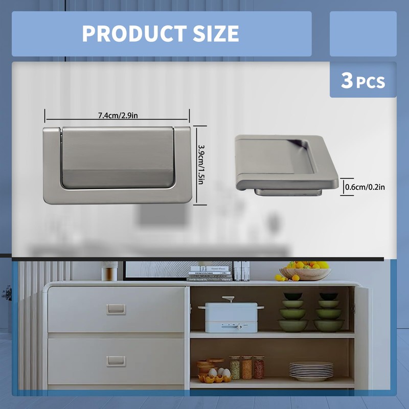 Thatyro 3 Packs 2.9" Invisible Drawer Flush Pull Handle with