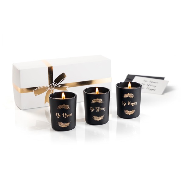 Motivational Aromatherapy Candle Gift Set with Natural Soy Wax and Essential Oils