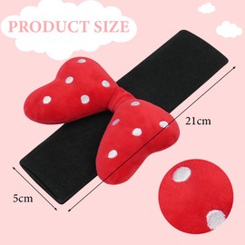 URAQT Pack of 2 Seat Belt Pads, Car Seat Belt Protectors with Red Bow Motif, Protective Cushion and Velvet Bag, Large for More Comfort on the Travel (Bow)