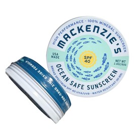 MacKenzie's SPF 40 Ocean Safe Sunscreen Tin - Mineral Based - Gifts for Fishermen - Eco Friendly - No White Cast - Applies Sheer
