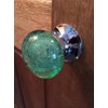 Beautiful Pair of Large Green/Mint Contemporary/Retro Round Smooth Bubble Glass