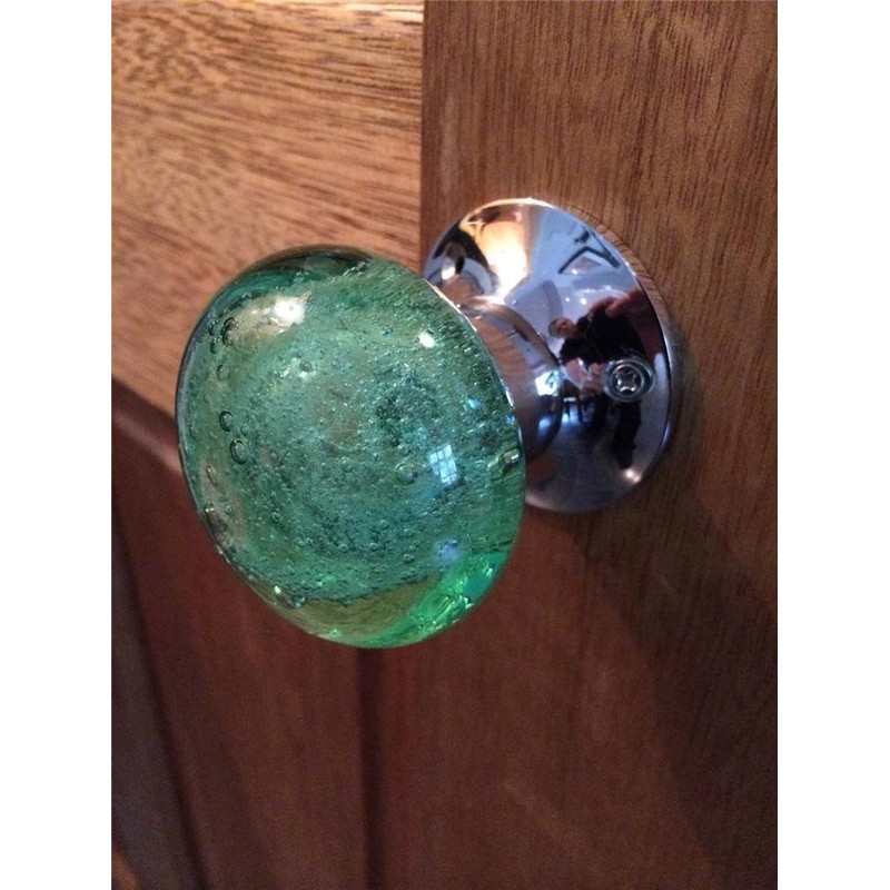 Beautiful Pair of Large Green/Mint Contemporary/Retro Round Smooth Bubble Glass