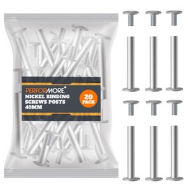20 Pack of Chicago Screw Post Binding Screws, 40mm Nickel Plated Metal Screw Posts for Scrapbooking, Photo Albums, Binding Leather Repair