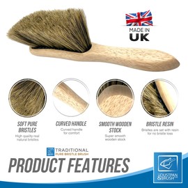 Traditional Pure Bristle Natural Hand Brush Super Soft Real Hair Banister Brush