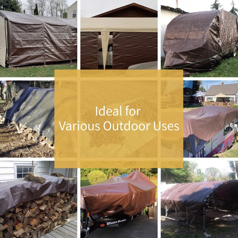 GUARD SHIELD Brown/Green Tarps Heavy Duty Plus+ Waterproof 12x20 Feet,
