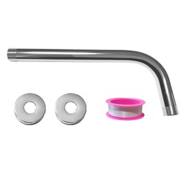 L Shape Shower Arm with Flange,12 Inch Wall Mount Replacement Angle Shower Head Arm 90 Degree Stainless Steel Rain Shower Head Extension for Fixed Bathroom Shower Head(Chrome Finish)