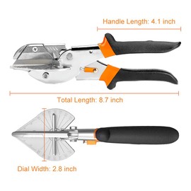 Multi Angle Miter Shear Cutter, Jhua 8'' Multifunctional Trunking Shears Hand Tools 45 Degree To 135 Degree Miter Shears Cutting Tool with 10 Spare Blades for Cutting Chamfer, Soft Wood, Plastic, PVC