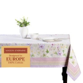 Maison d' Hermine Table Cloth Square Table 100% Cotton 54 x 54 Inches Tablecloth Reusable Decorative for Dining Room, Farmhouse, Home, Party, Festive & Wedding Spring Summer - Magnolia Mornings