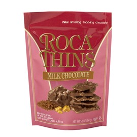 Brown & Haley ROCA THINS Stand-up Resealable Pouch - Bite-Sized Thins with Buttercrunch Toffee and Sea Salt - Gluten Free Kosher Candy - 5.3 oz (5.3 Ounce (Pack of 1), Almond)