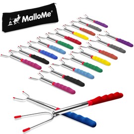 MalloMe Premium Marshmallow 45-inch Roasting Sticks Set of 8 Smores Skewers & Hot Dog Fork | Extending Patio Fire Pit Camping Cookware Campfire