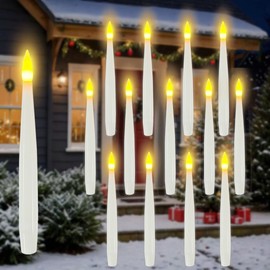 JMTONE 14PCS Window Candles with Light Sensor Dusk to Dawn, Flameless Taper Candles with Nano Adhesive Strip, Battery Operated Flameless LED Candle for Halloween, Christmas, Xmas Holiday Home Decor