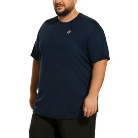 HOdo Big and Tall Mens T-Shirt Crewneck Tees Moisture Wicking Navy 6XL