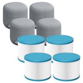 Beckacher Hot Tub Filter Compatible with All RELXTIME Hot Tub, Pool Filters, Spa Filter Replacement, Filter Cartridges for Inflatable Hot Tubs Filtration, 4 Filter + 4 Filter Covers