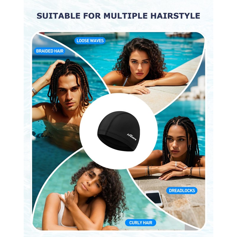 Firesara Fabric Swim Cap, High Elasticity Swimming Cap Keeps Hair