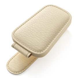 Fernline Sunglasses Holder for Car Visor - Magnetic Leather Glasses Clip for Sun Visor, Eyeglass Hanger and Ticket Card Holder, Universal Fit for All Eyewear (Beige)