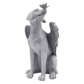 NICEYEA Angel Dog Cat Statue Dog Figurine Garden Decoration Statue Pet Memorial Grave Marker Tribute Statue Resin Grave Ornament Memorial Stone Memorial Statue Cemetery Decor