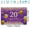 20th Birthday Decorations for Women, Purple Glitter Spots Fabric Sign